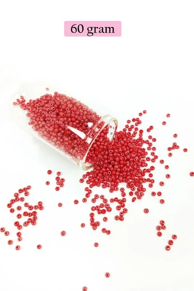 Dökme Cam Kum Boncuk (11/0) 2 mm - 60 Gram -  Kırmızı - BNC039 ürün görseli 1