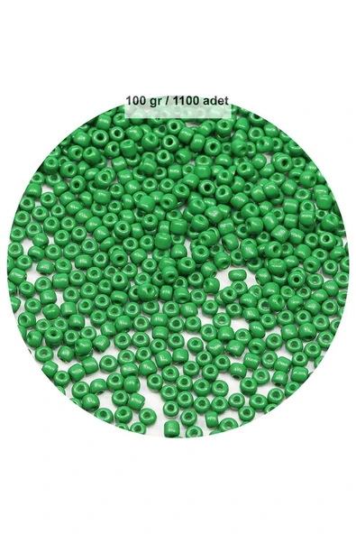 Opak Yeşil Renk 4 mm Yaklaşık 1100 adet / 100 gram Cam Boncuk Oya Yazma Bileklik ve Kolye ürün görseli 1