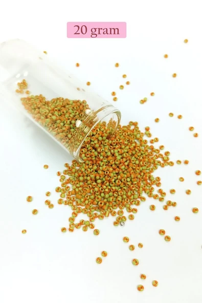 Dökme Cam Kum Boncuk (11/0) 2 mm - 20 Gram -  Sarı Turuncu - BNC031 ürün görseli 1