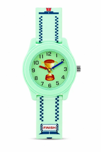 Yarış Temalı Kupa Figürlü Mint Yeşili Kız Erkek Çocuk Kol Saati Analog ST-304424 ürün görseli 1