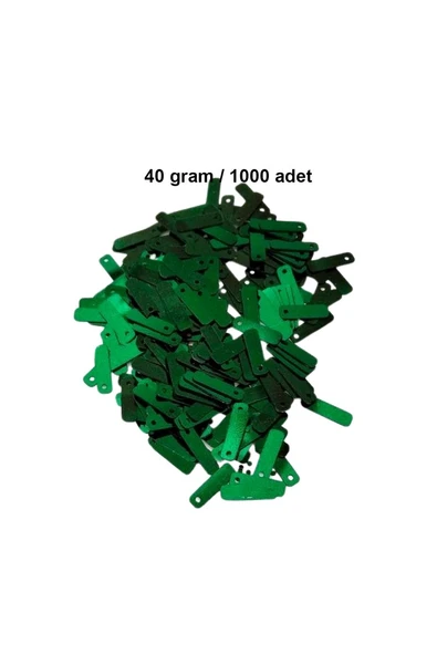 Koyu Yeşil 15 x 5 mm Dantel Oya Yazma Halhal Abiye Lazer Kesim Pul 1000 adet / 40 gram ürün görseli 1