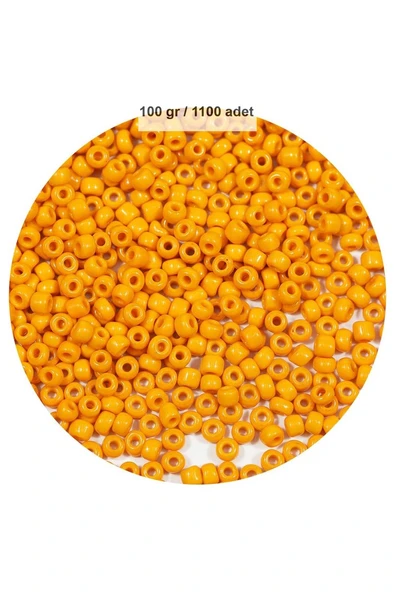 Turuncu Renk 4 mm Yaklaşık 1100 adet / 100 gram Cam Boncuk Oya Yazma Bileklik ve Kolye ürün görseli 1