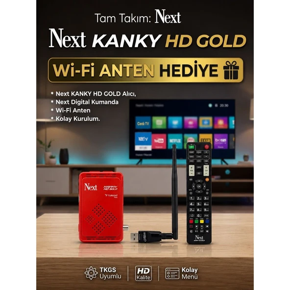 Next Kanky Full HD Uydu Alıcısı Wi-Fi Dahil Çanaklı-Çanaksız Kullanım İmkanı ile 2026 Model (Android Değildir) ürün görseli 1