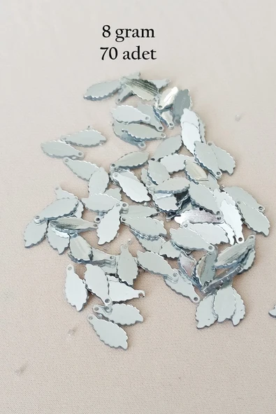 Oya Abiye Bileklik Kolye Pleksi Metalik Plastik Pul Gümüş Renk 8 gram 70 adet - BNC512 ürün görseli 1