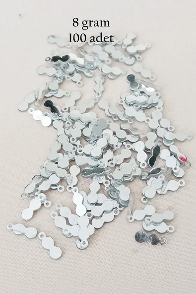 Oya Abiye Bileklik Kolye Pleksi Metalik Plastik Pul Gümüş Renk 8 gram 100 adet - BNC508 ürün görseli 1