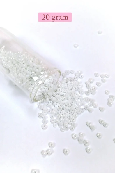 Dökme Cam Kum Boncuk (8/0) 3 mm - 20 Gram - İnci Beyaz - BNC145 ürün görseli 1