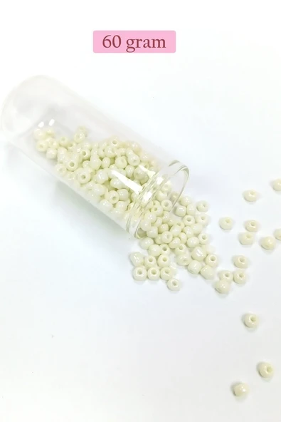 Dökme Cam Kum Boncuk Büyük Boy (6/0) 4 mm - 60 Gram - Krem - BNC107 ürün görseli 1