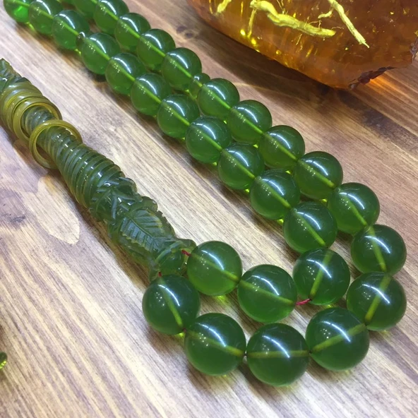 KEHRİBAR SIKMA KHR 13MM YEŞİL TESBİH (3) ürün görseli 1