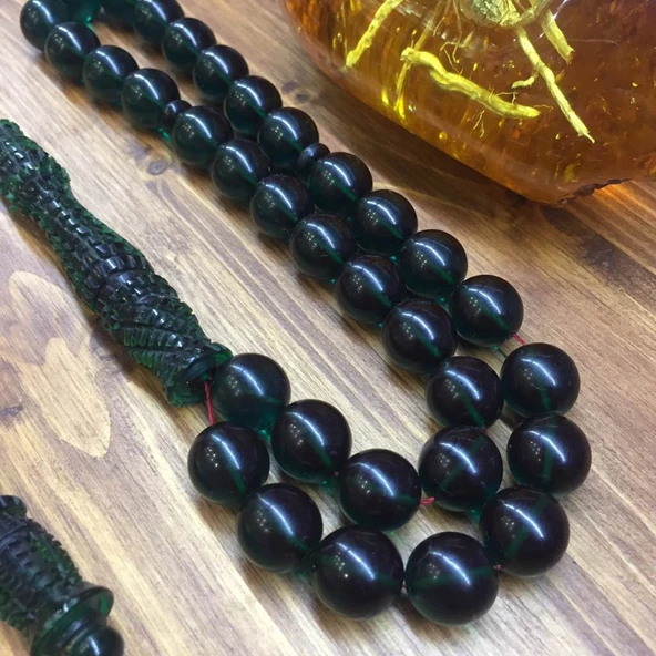 KEHRİBAR SIKMA KHR 12MM MAVİ TESBİH ürün görseli 1
