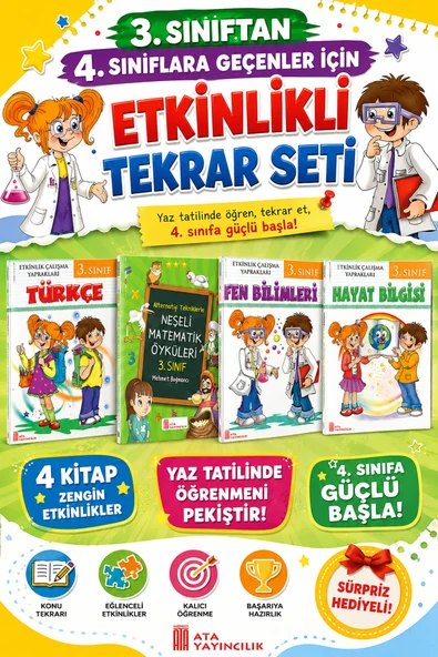 3.Sınıftan 4.Sınıfa Geçenler İçin Etkinlikli Yaz Tekrar Seti ürün görseli 1