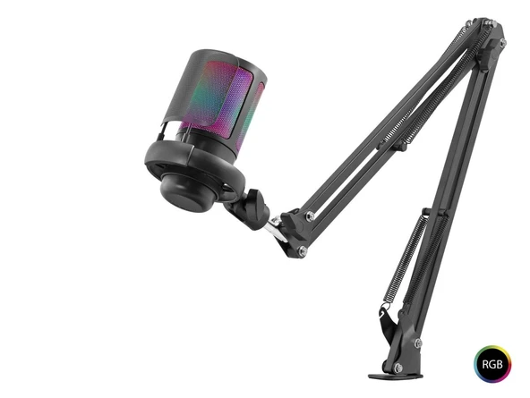Rgb Mikrofon Seti Ayarlı Masa Kolu Type-C 192Khz 24Bit - Siyah ME6S35B ürün görseli 1