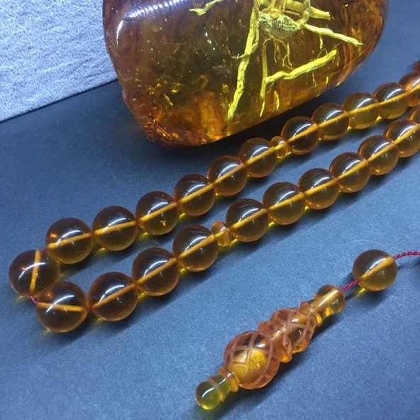 KEHRİBAR SIKMA KHR 13MM SARI TESBİH (1) ürün görseli 1