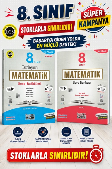 8.Sınıf LGS Süper Kampanya Matematik Turlayan Konu Anlatımlı + Soru Bankası ürün görseli 1