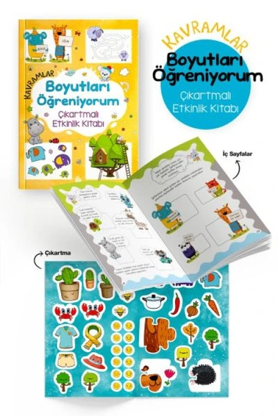 Kavramlar – Boyutları Öğreniyorum – Çıkartmalı Etkinlik Kitabı - 3 Yaş + ürün görseli 1
