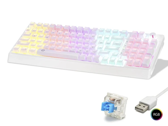 Mekanik Gaming Klavye 104 Tuş Blue Switch Rgb - Beyaz G500XW ürün görseli 1
