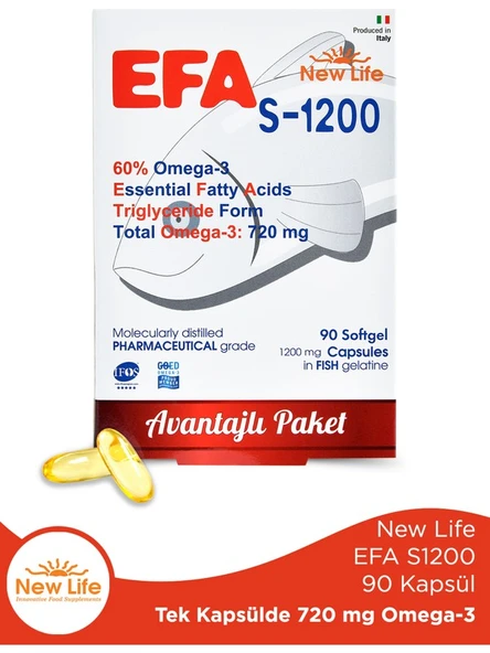 New Life Efa S 1200 Omega 3 Balık Yağı 90 Kapsül ürün görseli 1