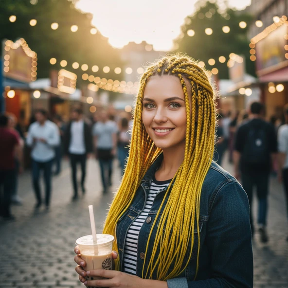 Afrika Örgüsü Ve Rasta İçin Sentetik / Sarı ürün görseli 1