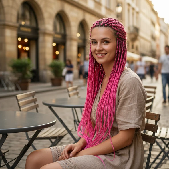 Afrika Örgüsü Ve Rasta İçin Sentetik / Açık Fuşya ürün görseli 1