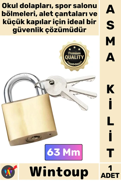 #Kilit Çelik Gövde Güvenlik Kilidi Dayanıklı Koruma Emniyetli Sağlam Mekanizma Sarı Asma Kilit 63 Mm ürün görseli 1