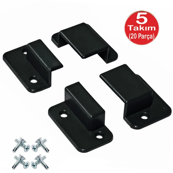 Siyah Pimapen Pencere Sineklik Montaj Aparatı Köşe Kenar Bağlama Pabucu 5 Takım Set(10x20 Profillere Uygun) ürün görseli 1