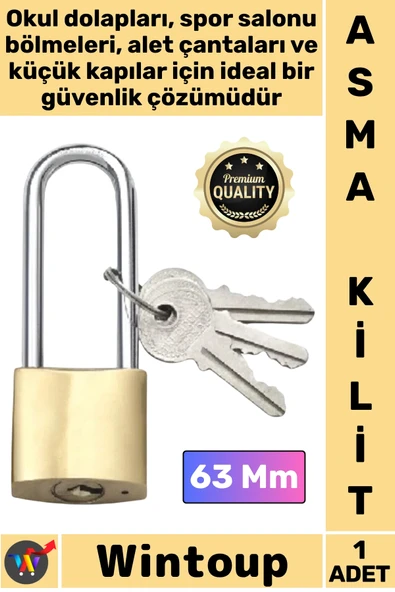 #Kilit Çelik Gövde Güvenlik Kilidi Dayanıklı Koruma Emniyetli Mekanizma Sarı Uzun Asma Kilit 63 Mm ürün görseli 1
