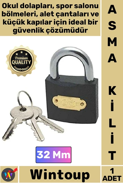 #Kilit Çelik Gövde Güvenlik Kilidi Dayanıklı Koruma Emniyetli Sağlam Mekanizma Asma Kilit 32 Mm ürün görseli 1
