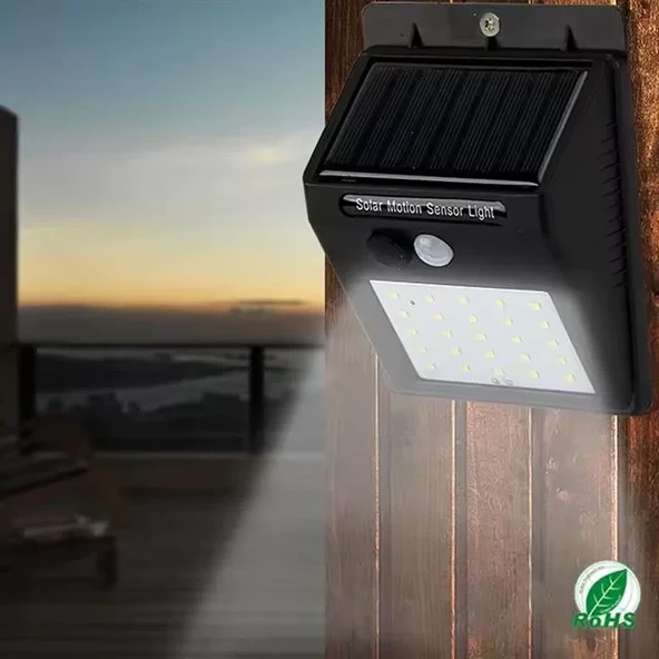 Pm-4528 Solar Sensörlü Duvar Tipi 20 Ledli Beyaz Led Aplik - Resim 2
