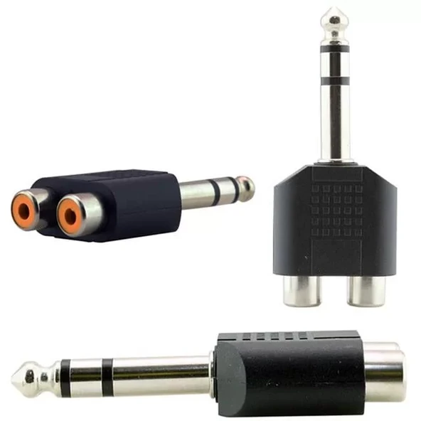 6.3 Mm Stereo Erkek - 2 Rca Dişi Çevirici ürün görseli 1