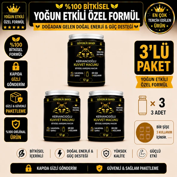Kuvvet Macunu Bitkisel Atom Güç Enerji ve Performans Desteği (17gr x 3 Şişe) ürün görseli 1