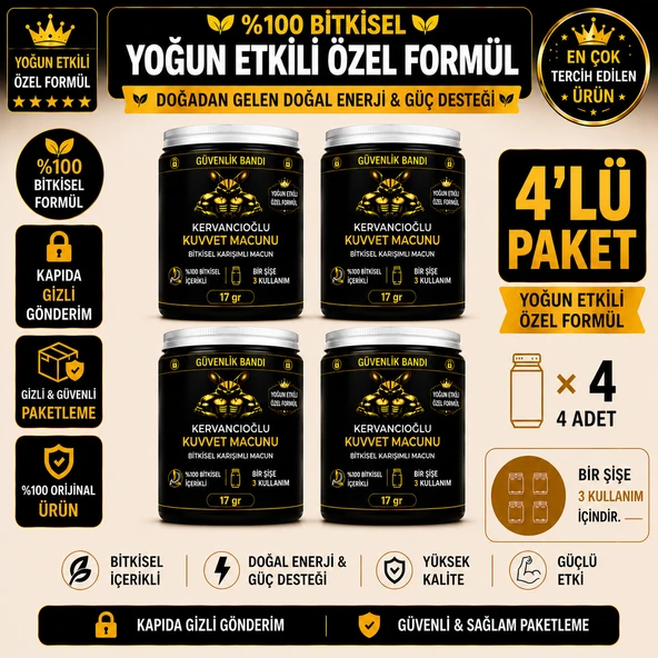 Kuvvet Macunu Bitkisel Atom Güç Enerji ve Performans Desteği (17gr x 4 Şişe) ürün görseli 1