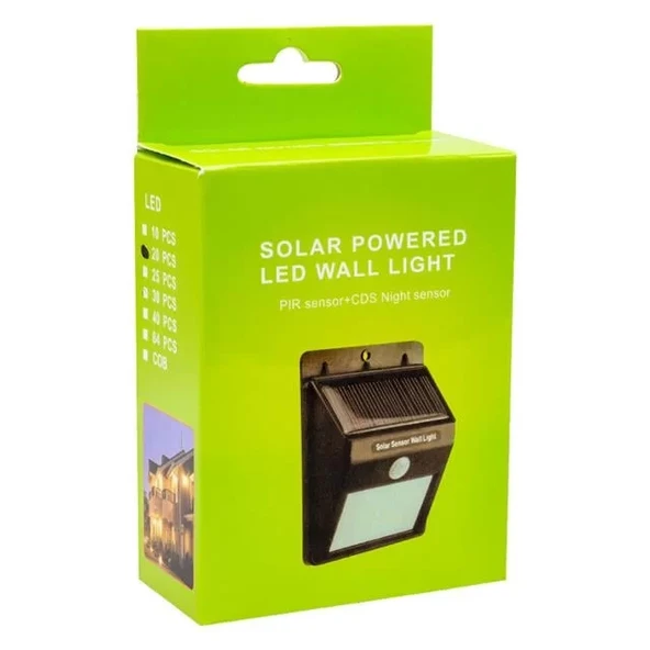 Pm-4528 Solar Sensörlü Duvar Tipi 20 Ledli Beyaz Led Aplik - Resim 3