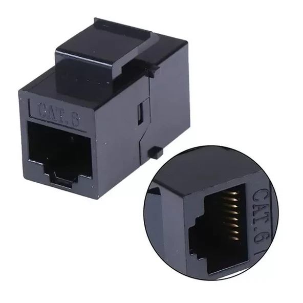 Pm-25454 Rj45 Cat6 Dişi/Dişi 8P-8C Ara Kaplin Coupler Adaptör Siyah ürün görseli 1