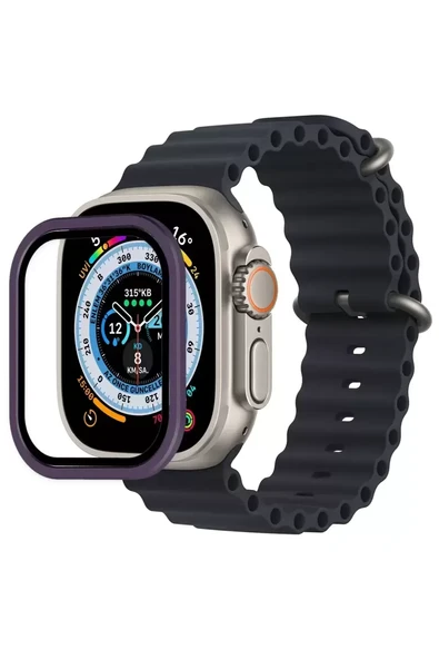 Watch 49Mm Alüminyum Kasa Cam Ekran Koruyucu - Mor ürün görseli 1