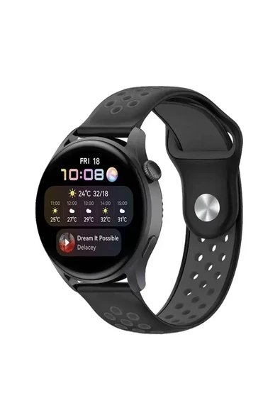 Watch 22Mm Spor Delikli Kordon - Siyah-Füme ürün görseli 1