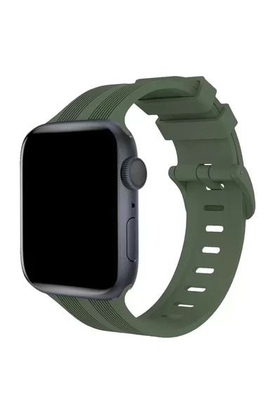 Watch 38Mm Kr408 Çizgili Silikon Kordon - Koyu Yeşil ürün görseli 1