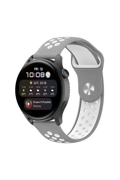 Watch 20Mm Spor Delikli Kordon - Gri-Beyaz ürün görseli 1