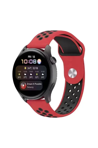 Watch 20Mm Spor Delikli Kordon - Kırmızı-Siyah ürün görseli 1