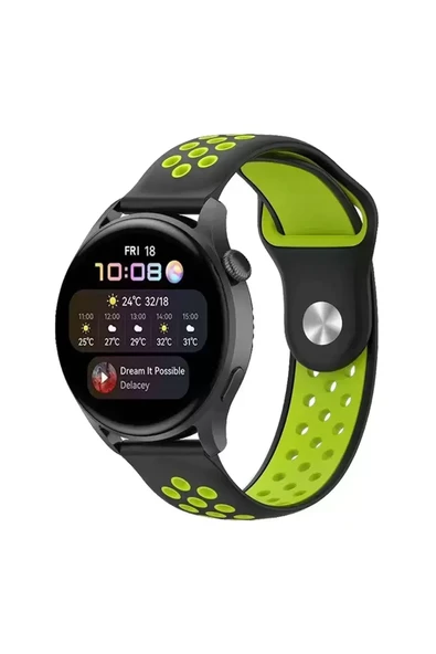 Watch 20Mm Spor Delikli Kordon - Siyah-Yeşil ürün görseli 1