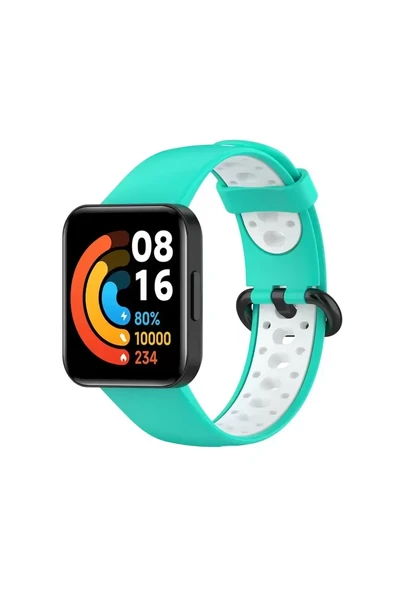 Redmi Watch 2 Spor Delikli Kordon - Turkuaz-Beyaz ürün görseli 1