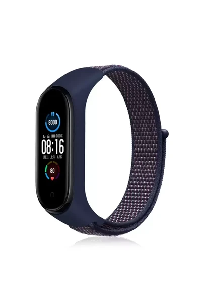 Mi Band 4 Hasırlı Cırtcırtlı Kordon - Lacivert-Mor ürün görseli 1