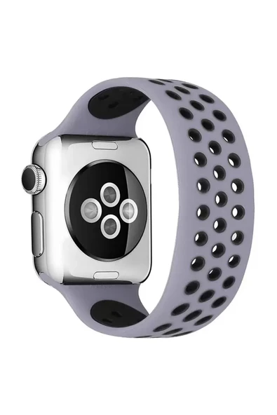 Watch 38Mm Ayarlı Delikli Silikon Kordon - Gri-Siyah ürün görseli 1
