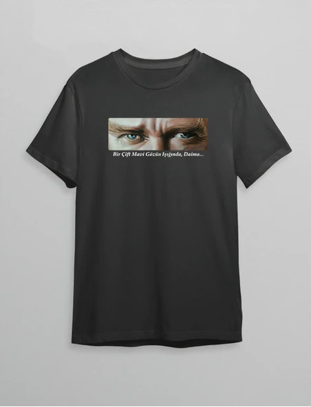 10 Kasım Atatürk'ü Anma Günü Baskılı Oversize Bisiklet Yaka T-shirt - Siyah ürün görseli 1