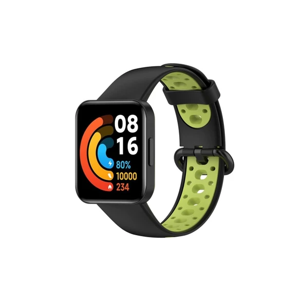 Xiaomi Redmi Watch 2 Spor Delikli Kordon - Siyah-yeşil ürün görseli 1