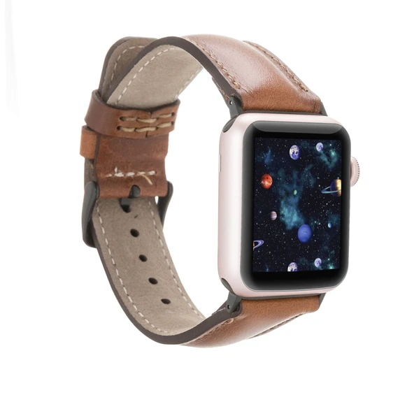 Apple Watch Uyumlu Deri Kordon 38-40-41mm RTST2EF Taba ürün görseli 1