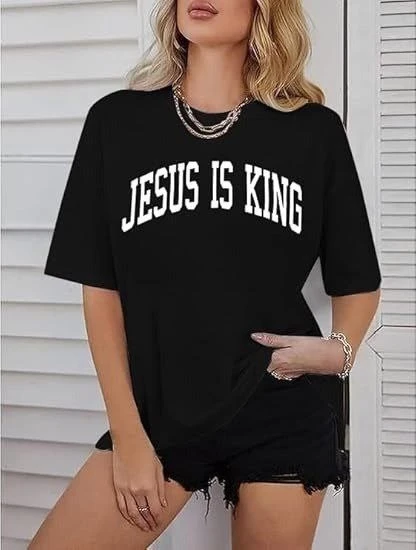 Kadın Baskılı T-Shirt Kısa Kol Bisiklet Yaka Oversize Rahat Kalıp Tişört - Siyah ürün görseli 1