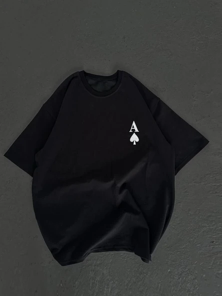 Kadın Baskılı T-Shirt Kısa Kol Bisiklet Yaka Oversize Rahat Kalıp Günlük Tişört - Siyah ürün görseli 1