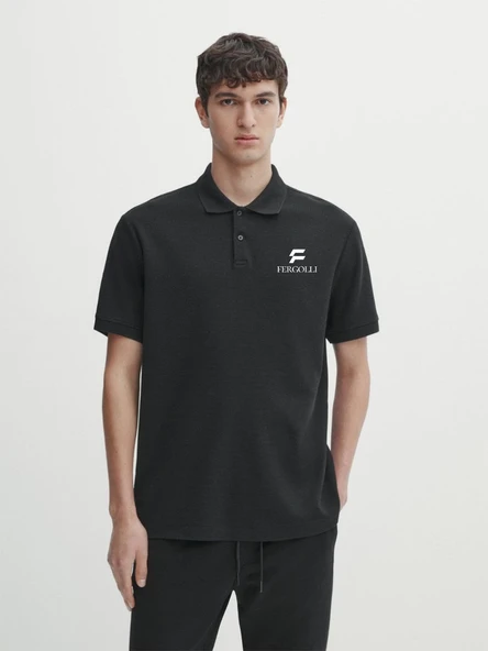 Erkek Pike Polo Yaka Tişört Düğmeli Baskılı T-Shirt - Beyaz ürün görseli 1