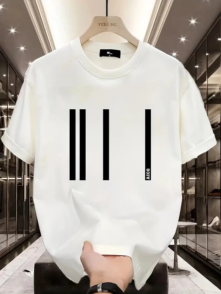 Kadın Kısa Kol Yazlık Tişört Bisiklet Yaka Baskılı Oversize T-Shirt - Beyaz ürün görseli 1