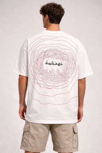 Erkek Kısa Kol Yazlık Tişört Bisiklet Yaka Baskılı Oversize T-Shirt - Beyaz ürün görseli 1