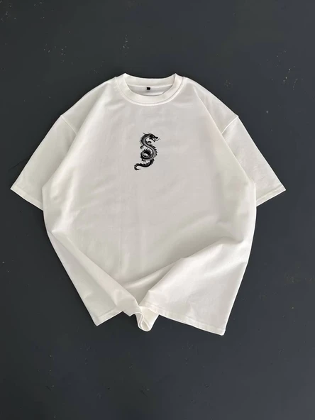Erkek Ön ve Arka Baskılı T-Shirt Kısa Kol Bisiklet Yaka Regular Fit Tişört -  Beyaz ürün görseli 1
